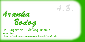 aranka bodog business card